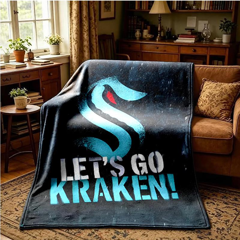 Go Team Kraken! Throws Blanket Flannel Blankets Plush for Couch Bed Gifts for Men Women Travel picnic blanket Christmas fan gifts