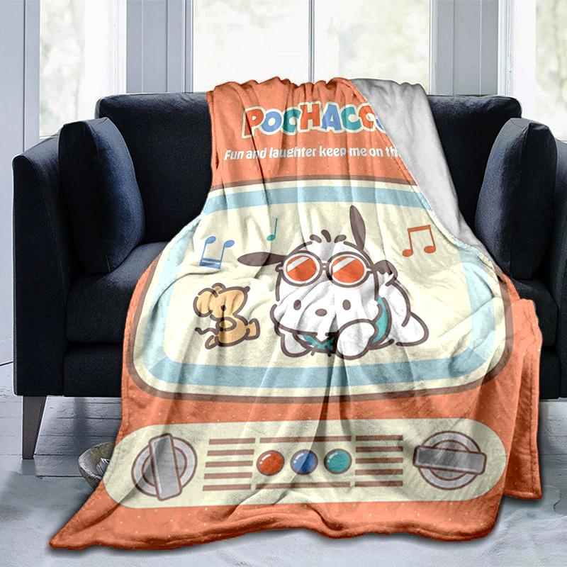 1pc Pochacco's Pastel Party Blanket, Home Decorative Throw Blanket for Family and Friend, Soft Warm Bedding Coverlet, All Seasons Use, Unique Gift Ide