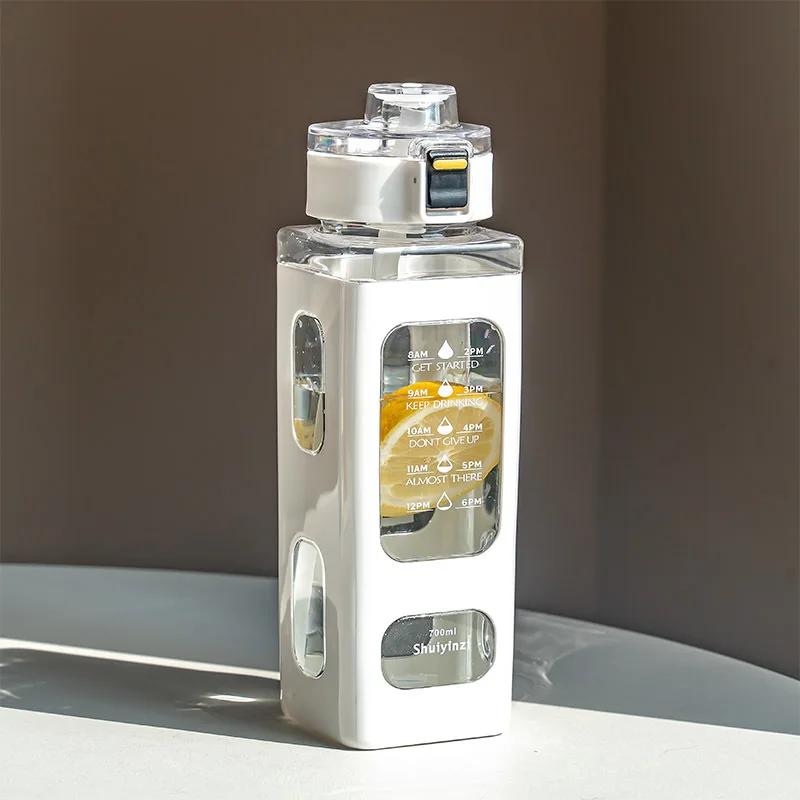 700ml 800ml Winter Sports Insulated Mug Square Portable Straw Bottle Large Capacity Plastic Drinks Teapot Kettle Kitchenware