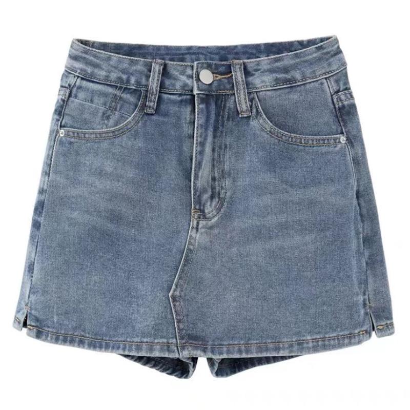 

Джинсовая юбка трапециевидной формы с высокой талией, женская летняя тонкая короткая юбка Spice Girl в стиле ретро, ​​синяя подошва Y2k, одежда в корейском стиле XL синий