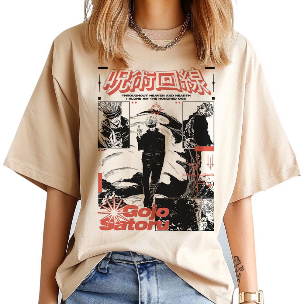 Jujutsu Kaisen Gojo tshirt Women hip hop Breathable aesthetic 2000s anime Punk top tees University Pop Culture streetwear kawaii