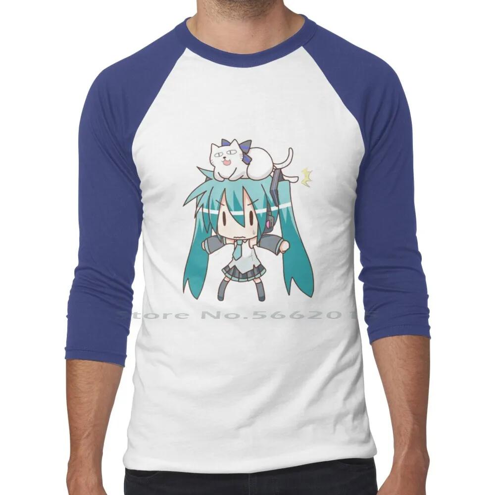 Miku T Shirt 100% Cotton Kawaii Manga Anime Girl Japanese Short Long Sleeve Tee Top