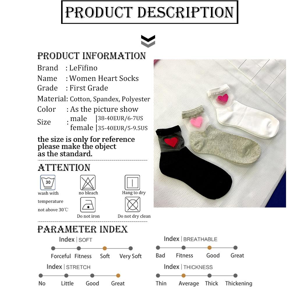 Lato Śliczne Miłość Przezroczyste Skarpetki Damskie Wygodne Seksowne Wzór Serca Bawełniany Spód Modne Skarpetki Miękkie Białe Skarpetki Ne74230