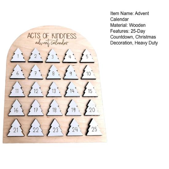Yousheng Acts of Kindness Advent Calendar Farmhouse Rustic Wooden 25-Day Sharing Kindness Countdown Calendar Christmas Decoration