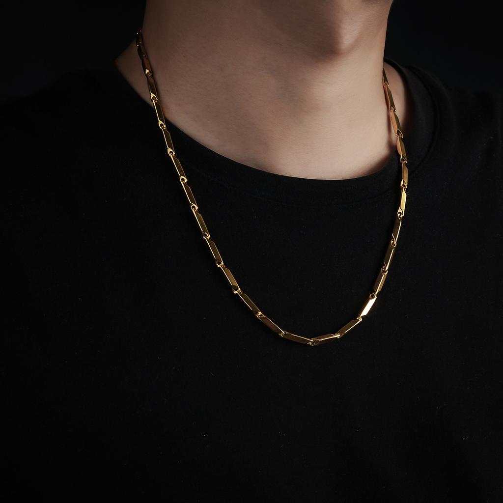 Titanium Steel Bamboo-shaped Diamond Necklace for Men, Trendy and Versatile Collarbone Chain for Women, Simple and Unique, High-end Niche Jewelry