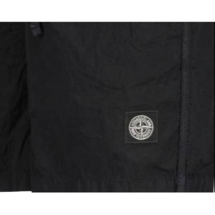 Stone Island Plain Elastic Waist Straight Leg Casual Shorts Men shorts Black 7915B0643-A0029