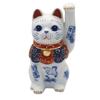 Yakushi Kiln Left Hand Size Total Length Blue and White Porcelain Statue of Good Fortune Good Fortune Maneki-neko (Long Raised, 4.5, 8cm) (Includes