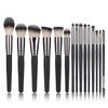 15-Piece Matte Black Makeup Brush Set: Powder & Blush Tools Available Now