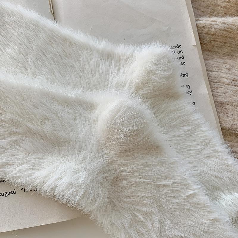 Norkový samet Dlouhé vlasy Ponožky Dámské Podzimní a Zimní spací ponožky Teplé vlněné ponožky Podlahové ponožky Polstrované Ponožky do poloviny lýtek zesílené