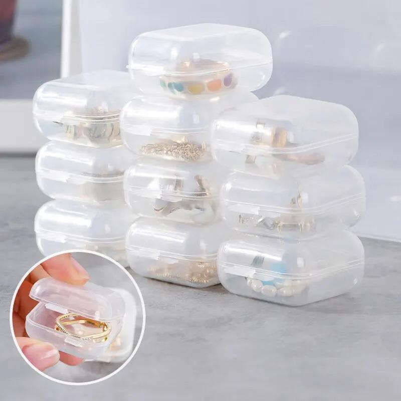 40 Stück/Set Mini Klare Plastik Aufbewahrungsbox Schmuck Aufbewahrungskoffer Transparent Aufbewahrungsorganizer Multifunktional Tragbare Aufbewahrung