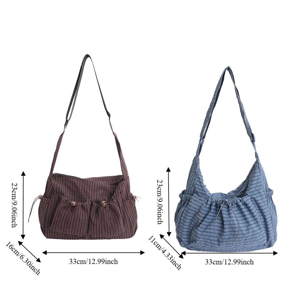 Zipper Closure Pleated Cloud Bag Large Capacity Nylon Crossbody Bag Striped Shoulder Bag Women