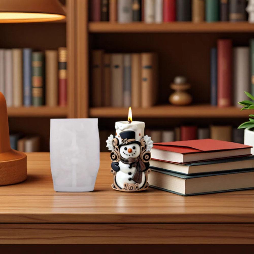 Snowman Candle Mold Aromatherapy Winter Candle Mold Silicone Mold White For Crafts Hobby Crafting Christmas Decorations