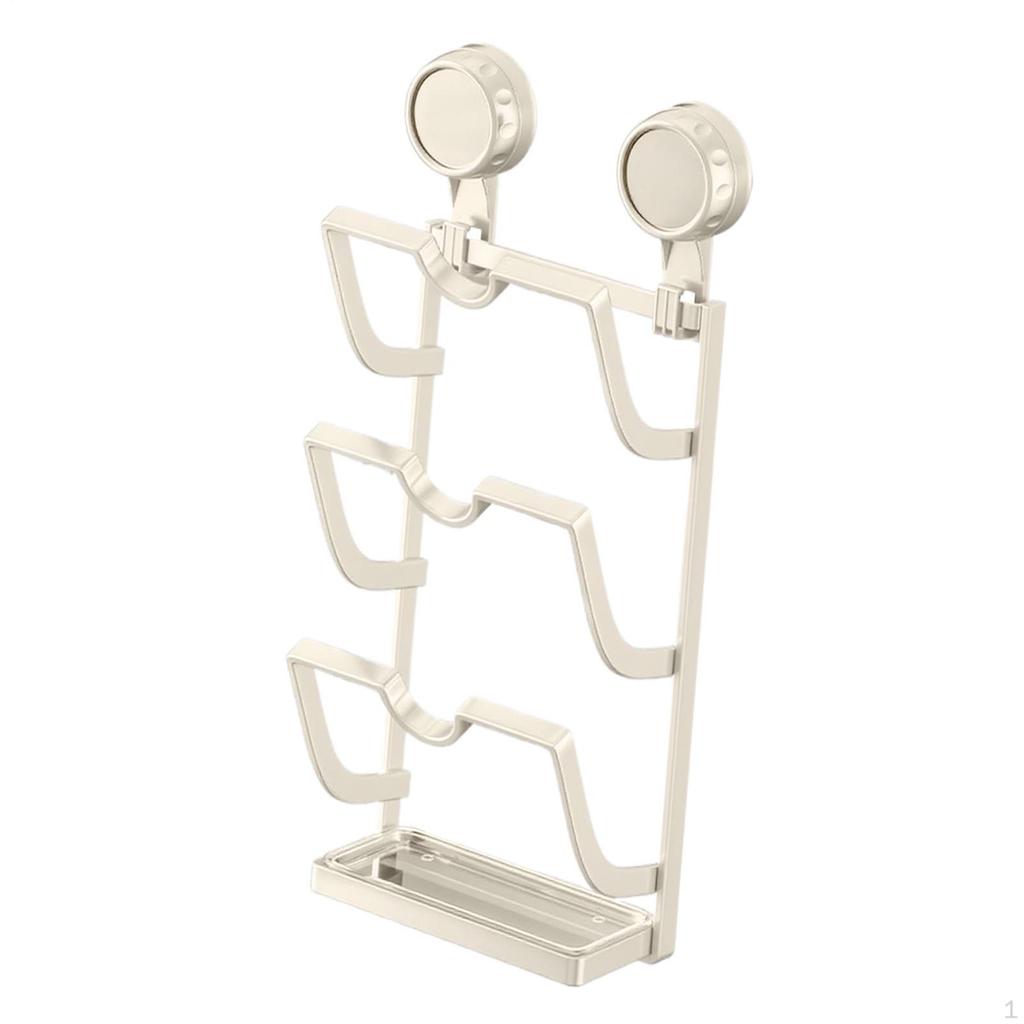 Pot Lid Organizer 3 Tier Kitchen Storage Unique No Drill Easy Installation with Strong Suction Cups