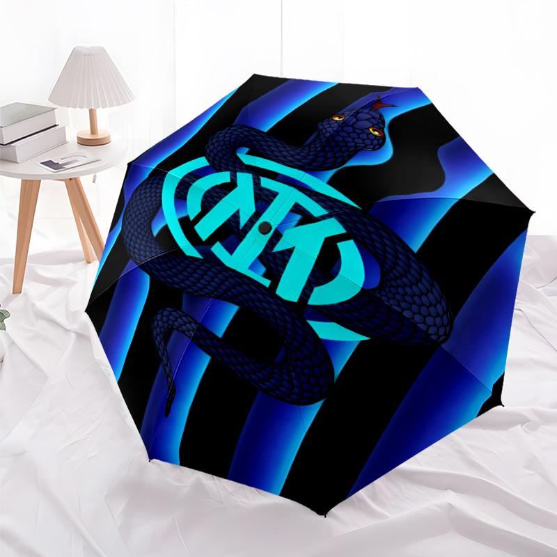 Umbrelă pliabilă cu logo imprimat FC Inter Milano, pentru exterior, timp liber și călătorii, Material durabil pentru umbrelă, Cadou de zi de naștere și sărbători