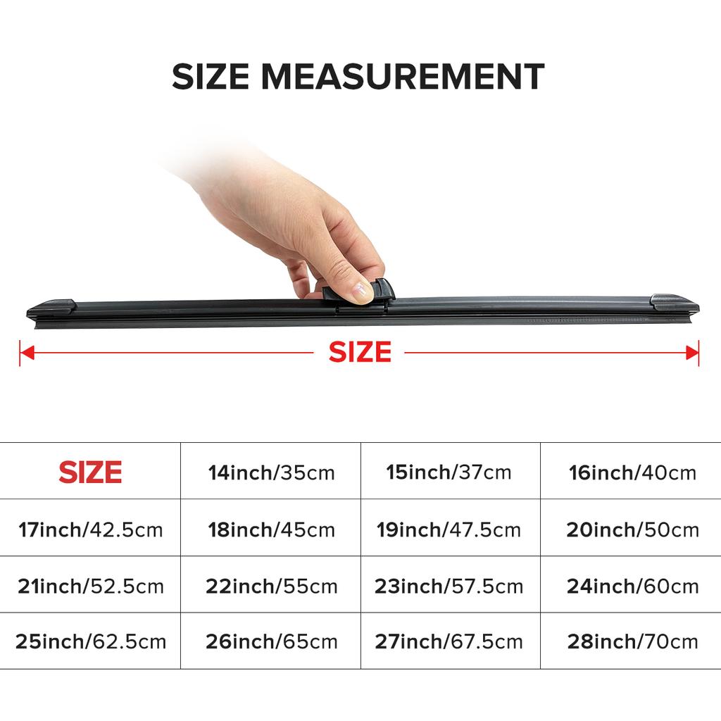 Universal U-type Car Wiper Blades Soft Rubber Windscreen Wipers Auto Windshield 14" 16" 17" 18" 19" 20" 21" 22" 24" 26" Fit Hook