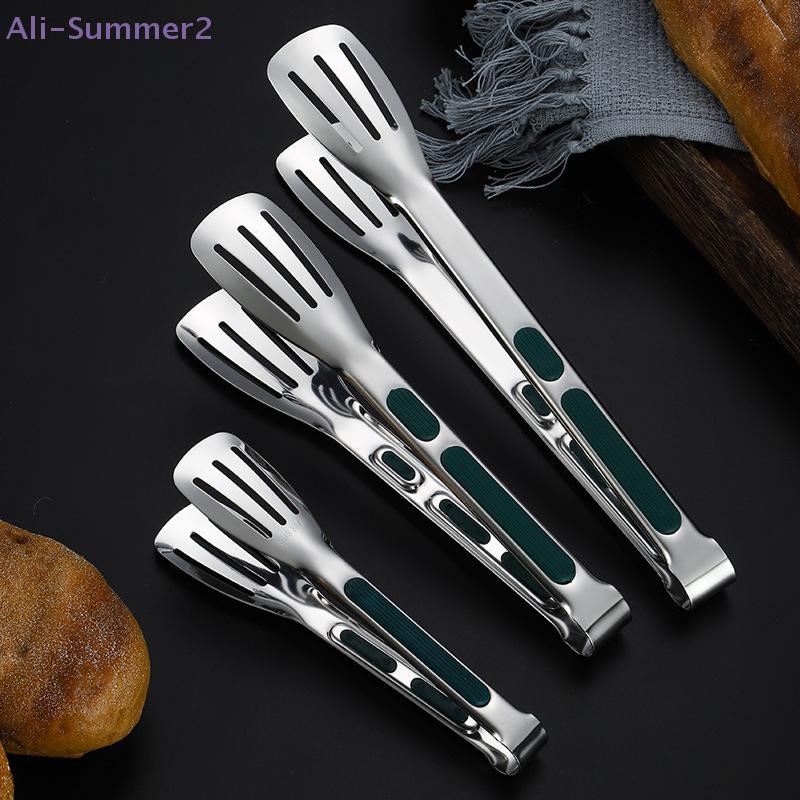 {Summer2} 9/12/14" Non Slip Stainless Steel Food Tongs Meat Salad Bread Clip Barbecue Grill Buffet Clamp Kitchen Cooking Tools