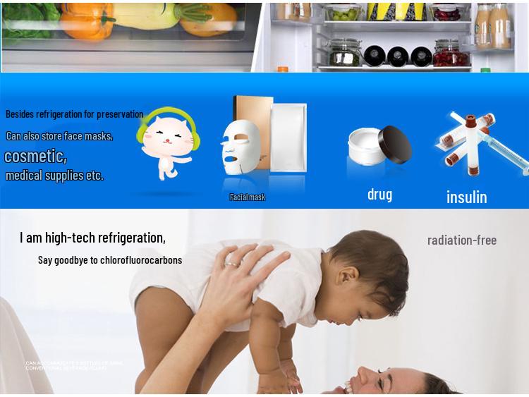 Minifrigider 10L cu dublă utilizare: Gri/Alb - Ideal pentru Acasă, Mașină, Fructe, Cosmetice, Medicamente - Control Temperatură Cald/Rece
