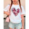 Vintage Floral Love Heart Design T-Shirt Printed T Shirt Girls' Summer Clothes Short Sleeve Tops T-Shirts Cute Kids Clothing