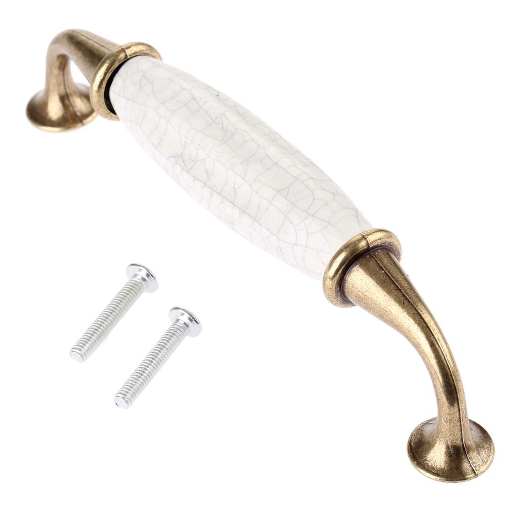 1Pc White Ceramic Door Furniture Handles with Screw European Antique Drawer Pulls Kitchen Cabinet Knobs and Handles Home Decor