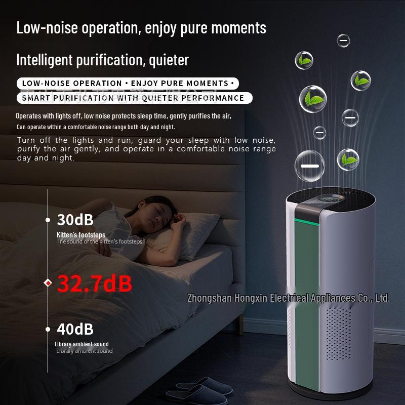 Silent Smart Home Air Purifier with Formaldehyde Removal, Smoke Elimination, Pet Hair Absorption, and Negative Ion Purification