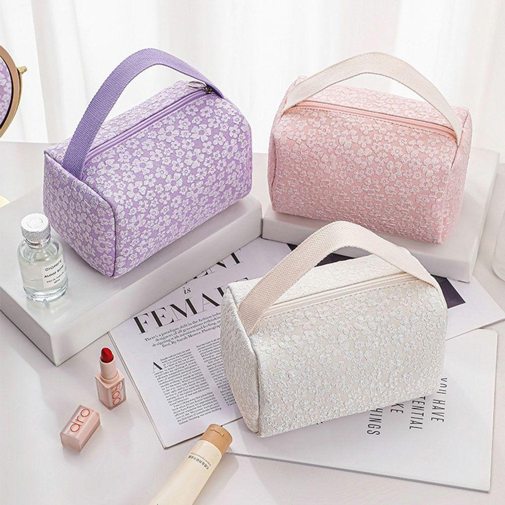 Large Capacity Cosmetic Storage Bag Zipper Wpmen Toiletries Bag Floral   Makeup Bag  Travel