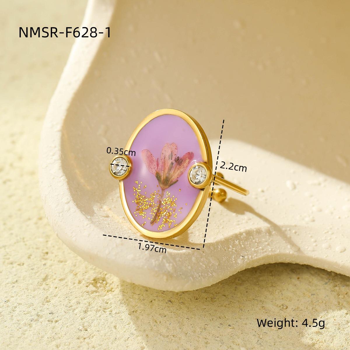 GEMCHIC Women s Dried Flower Heart Ring Stainless Steel Adjustable Rhinestone Floral Resin Band Fashion Jewelry Gift