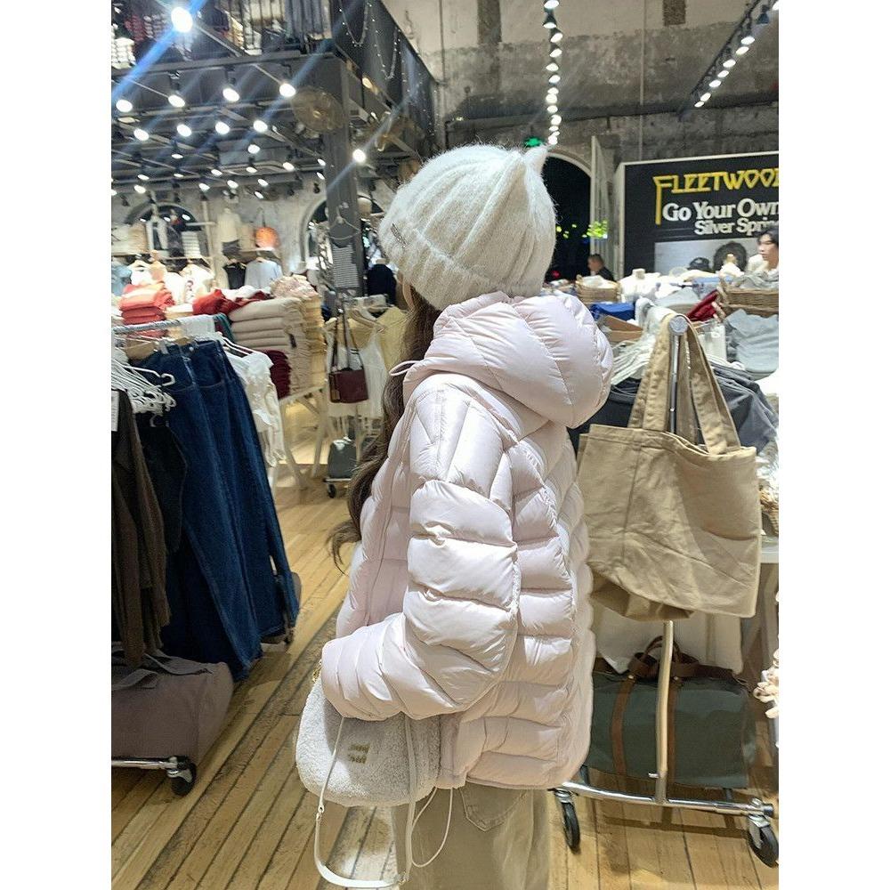 French gentle fashion pink ribs hooded cotton clothes women's winter atmosphere warm casual versatile cotton-padded clothes