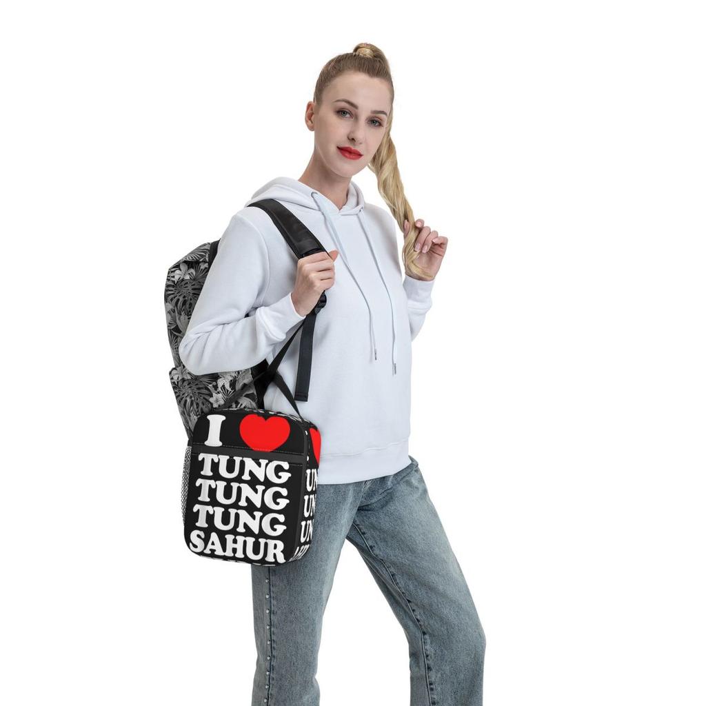 I LOVE TUNG TUNG TUNG SAHUR Internet Funny 2025 Brainrot Lunch Bag For Women Lunch Box Work Cooler Bag Insulated Tote Food Bags