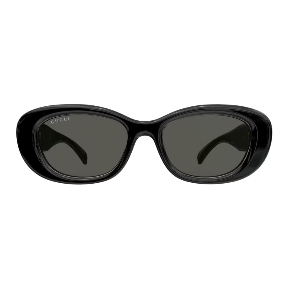 Gucci Logo Design Plastic Injection Oval Frame Sunglasses Women's Black