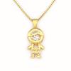 Nidin Fashion Niedlicher Junge/Mädchen Sohn/Tochter Zarte Anhänger Halsketten Für Frauen Weiblich Funkelnde Zirkon Gliederkette Schmuck Geschenke