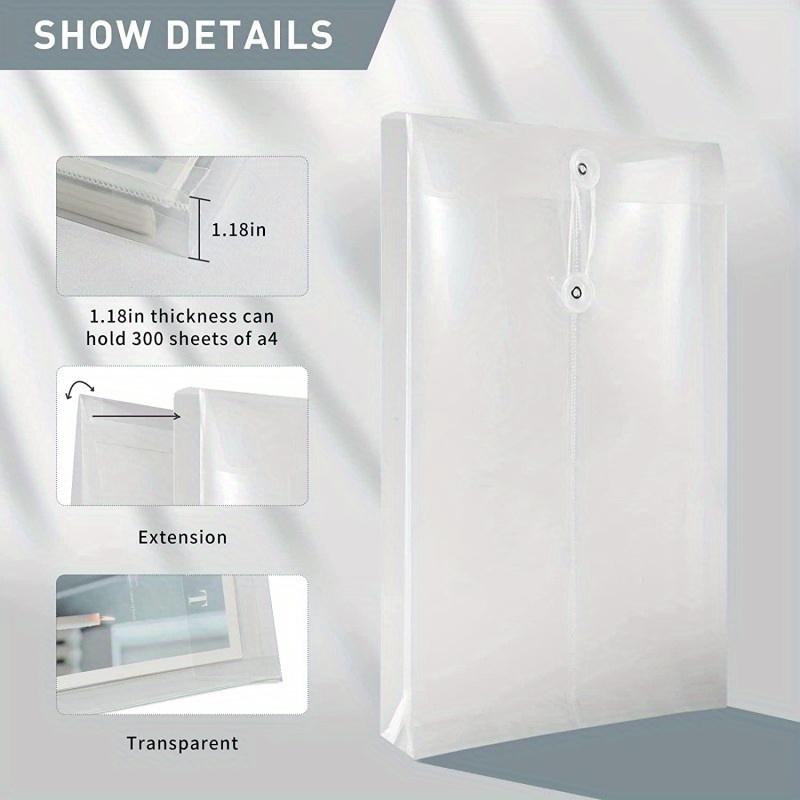 20 Stück Umschläge mit Kordelverschluss, Superdicke A4-Größe Plastikmappe mit verlängerten Ecklaschen, Wiederverwendbare Klarsichthüllen