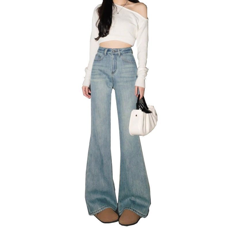 Comfortable Micro-launched Jeans Female Flared Trousers Bullet Force High-waisted Hundreds of Skinny Dragged Trousers Jeans for Women Long Denim Pants