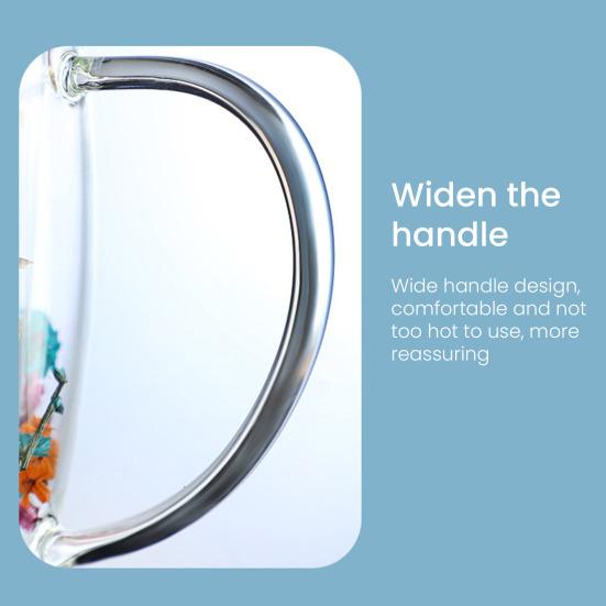 Double-Wall Glass Mug 350ml Heat-Resistant Flower Coffee Tea Cup Insulated Cup for Hot Cold