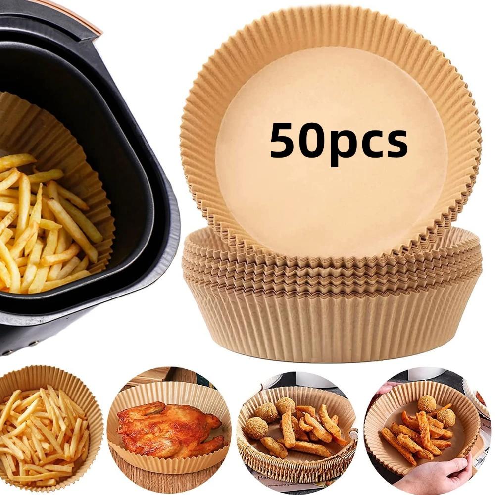 50/100/200pcs Disposable Air Fryer Paper Round Non-Stick Special Paper Food Silicon Oil Paper Air Fryer Liners Baking Paper