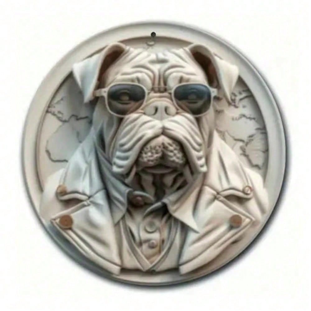 

Retro Vintage Metal Tin Sign Round Cute Dog Poster For Bar Cafe Home Wall Art 20x20 різнокольоровий