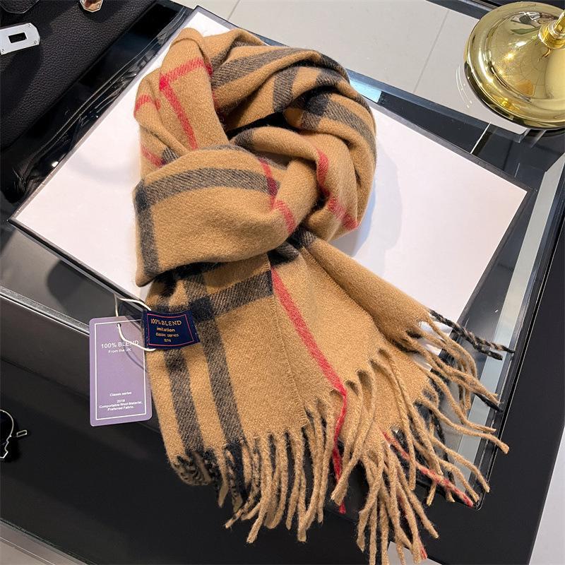 2024 British Red Plaid Imitation Cashmere Scarf: Warm Winter Gift Neck Shawl