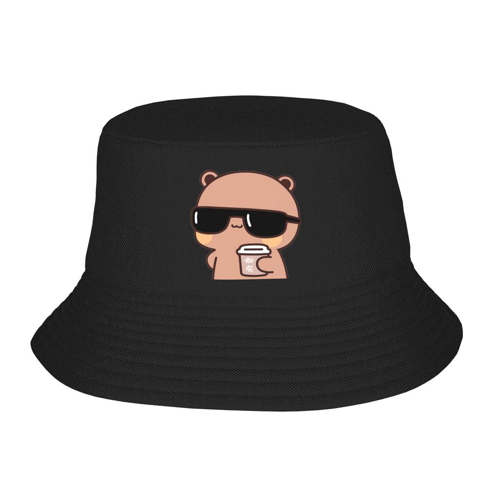 DuDu Bear and BuBu Panda Halloween Bucket Hats Summer Travel Headwear Stuff Kawaii Fishing Cap for Camping Teen Ispoti Hat