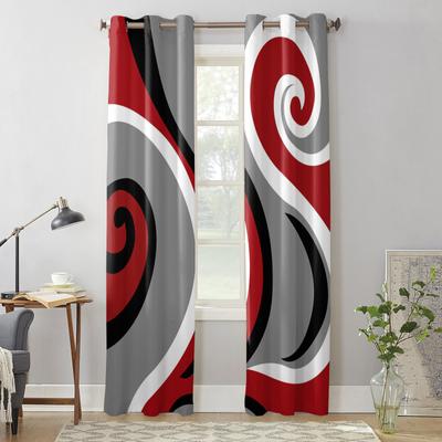 Tende rosse a vortice astratte per camera da letto soggiorno trattamenti per tende da finestra tende tende da cucina decorazioni per la casa