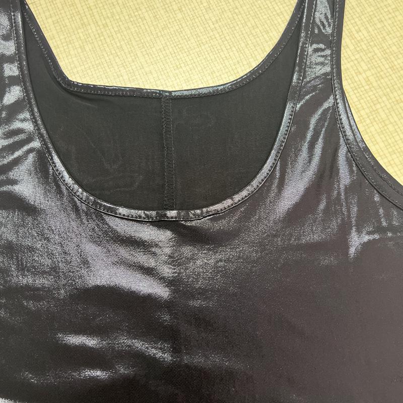 2024 Winter Women's U-Neck Solid Color Slit Vest Dress