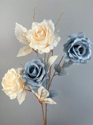 4 Stück echt aussehende Blumen in großen Mengen für Hochzeitssträuße, künstliche Blumen, künstliche Seidenrosen mit Stielen, Tafelaufsätze, Arrangements, Empfangsparty, Heimdekoration