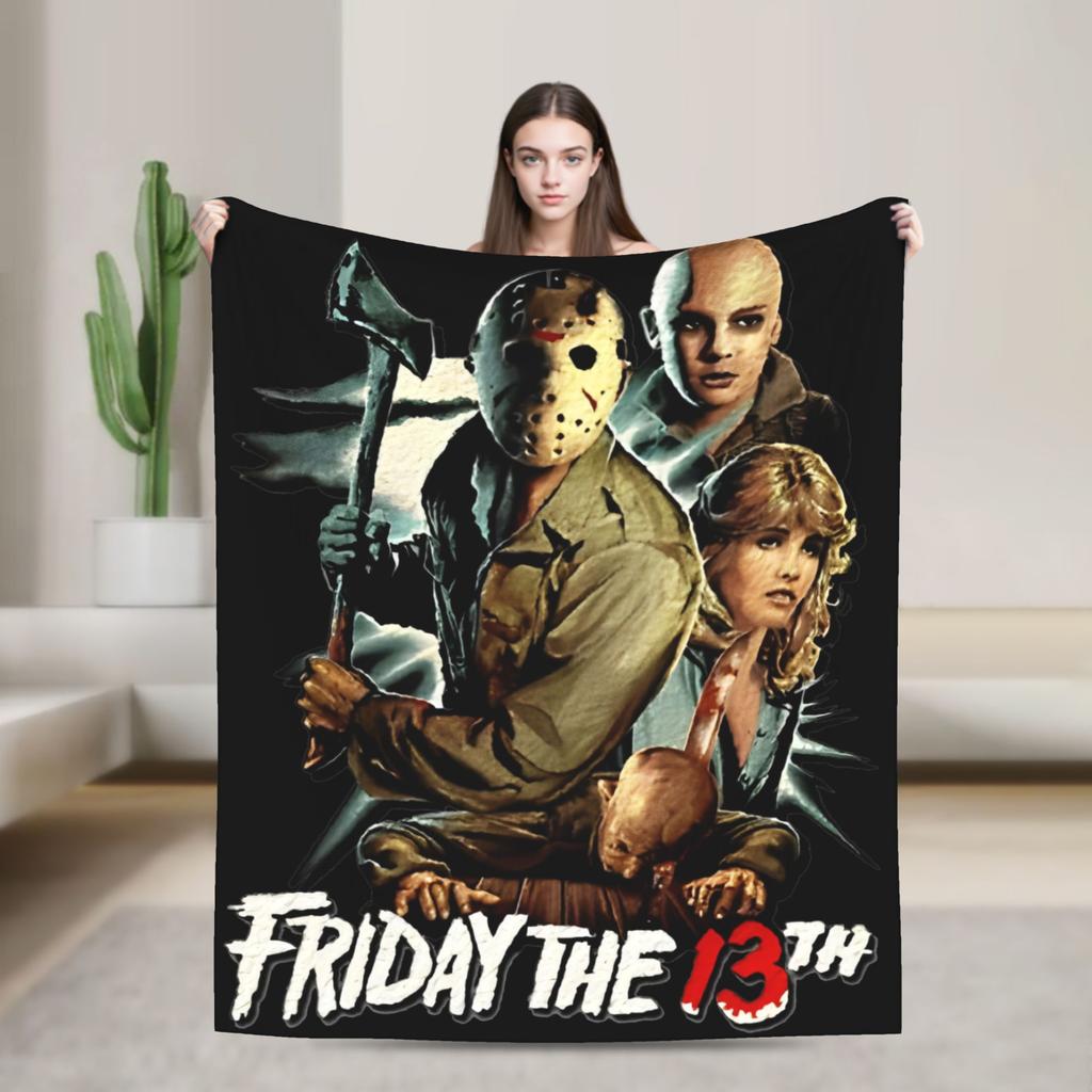 Friday Jason Voorhees 13th Blanket Horror Scary Halloween Flannel Funny Warm Throw Blanket for Bed Sofa Spring/Autumn Office