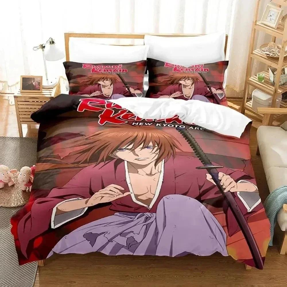Comforter 3D Print Anime Rurouni Kenshin Bedding Set Bed Set Queen Boys Adult Bedding Set