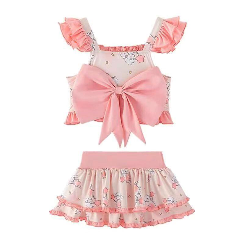 Junwen Girls' Quick-Dry Princess Style Split Swimsuit