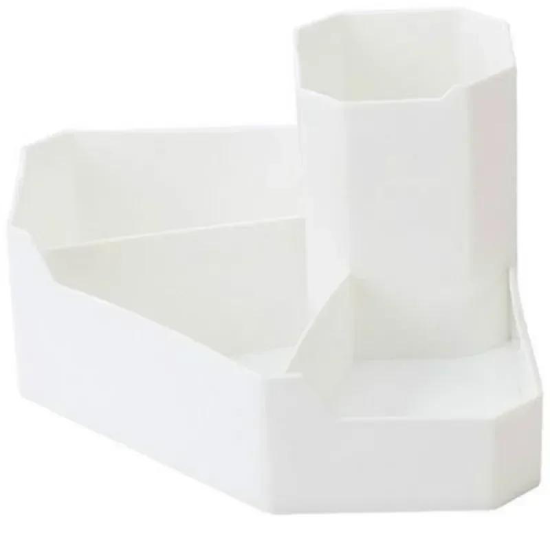 

Креативный новый угловой настольный ящик для хранения канцелярских принадлежностей, косметики, четыре ячейки, ящик для хранения ручек и помады, держатель для канцелярских принадлежностей для дома белый