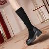 2025 autumn and winter new heightening casual boots mid-heel elastic thin tall boots small Maillard boots