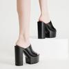 Square Heel Platform Mules Women Outdoor Slippers Peep Toe Slip On Sandals Shoes Slingbacks Black White Great Quality