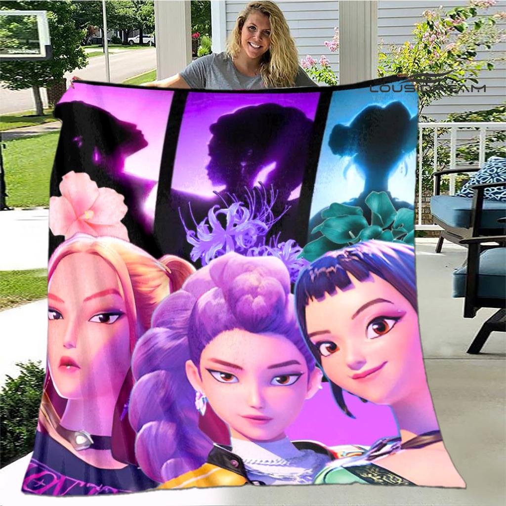 3D KPop Demon Hunters Cartoon blanket Warm blankets Soft and comfortable blanket Home Travel Blankets bed linings Birthday Gift