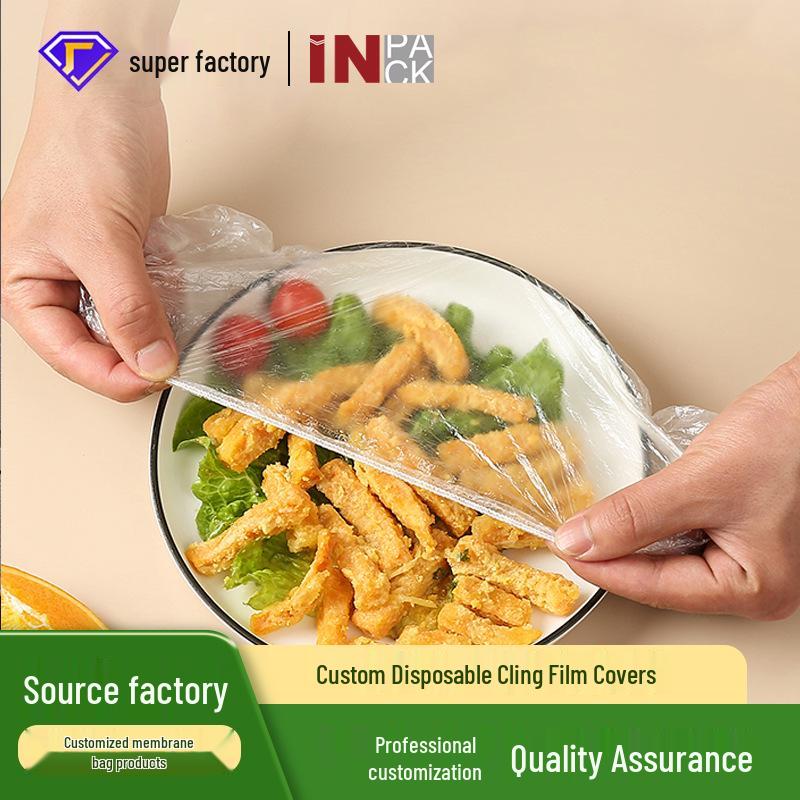 

WOW Custom Food Wrap - Thickened, Disposable Covers for Leftovers & Bowls, Food Grade, Kitchen & Refrigerator Safe. Pack of 100 прозрачный