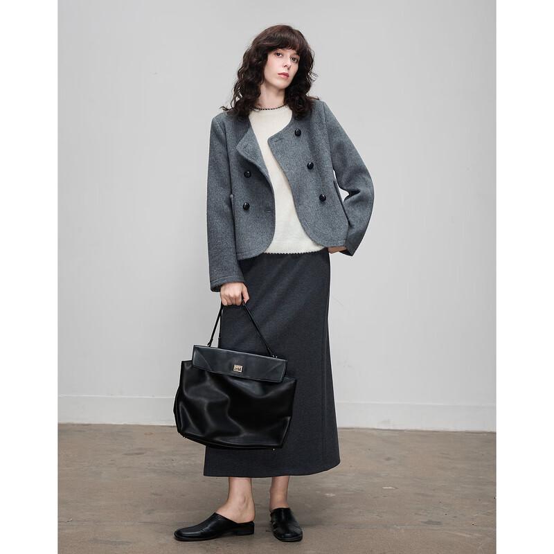 Demana Winter Wool Mohair Blend Patchwork Round Neck Knit Sweater