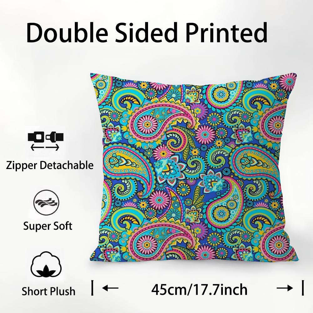 Painted Design P-PaisleyS Pillow Case Plush Fabric Soft Double Sided Print Sofa Cushion Cover Throw Pillow Covers